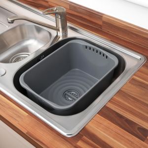 Subzonal-Bassine &Agrave; Vaisselle Avec Bouchon, Capacit&eacute; De 8l, Bassine En Plastique, Utilisation Comme Passoire Pour Rincer Les Fruits Et Les L&eacute;gumes, Lavabo Pour Camping Et Caravanes, Gris, La042873eu - Neuf