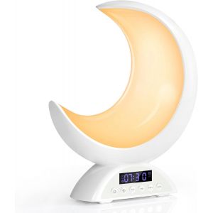 R&eacute;veil Lumineux, Lumi&egrave;re De Lune, Lampe De R&eacute;veil Avec Haut-Parleurs Bluetooth, Lampe De Chevet Tactile Avec Reveil Enfant, Veilleuse Enfant, D&eacute;coration De No&euml;l - Neuf