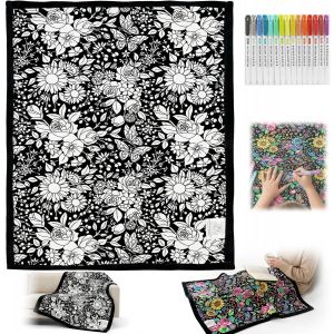 Ulteronixshop-Couvertures &agrave; peindre soi-m&ecirc;me, 152 x 127 cm, pour enfants, &agrave; colorier, avec pinceau de couleur, couverture de canap&eacute;, &agrave; peindre soi-m&ecirc;me, couverture de canap&eacute; pour activit&eacute;s familiales - Neuf