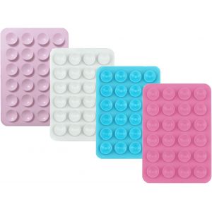 Silicone Ventouse T&eacute;l&eacute;phone,4 PCS Support de T&eacute;l&eacute;phone &agrave; Ventouse Portable Double Face Voiture &Eacute;tui &agrave; Ventouse pour T&eacute;l&eacute;phone avec 16 Ventouses pour Selfies et Vid&eacute;os - Neuf