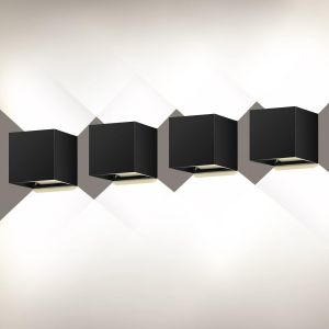 Subzonal-4 Pi&egrave;ces 20w Applique Murale Exterieur 4000k, Avec Angle De Faisceau R&eacute;glable Noire &Eacute;clairage Mural D'ext&eacute;rieur Led, Lampe Murale Etanche Ip65. - Neuf