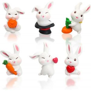 ornement de lapin miniature,6 pièces mini figurine de lapin,décoration de gâteau de Pâques,figur. de gâteau - Neuf