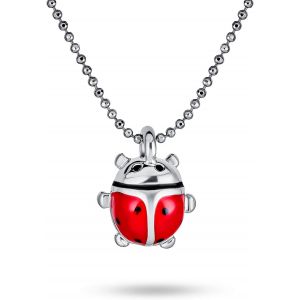 Kal-Collier Pendentif Coccinelle Porte-Bonheur En Émail Rouge Pour Femme Adolescente Plaqué Argent Ou Or Chaîne À Billes De 16 Pouces - Neuf