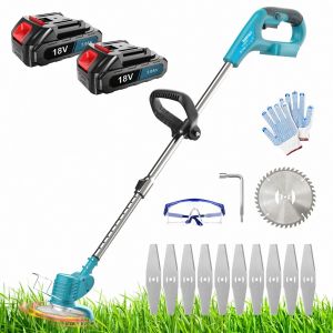 Ensemble de Tondeuse &eacute;lectrique sans fil, tondeuse &agrave; lame r&eacute;glable, conception l&eacute;g&egrave;re avec 2 batteries 3.0ah - Neuf