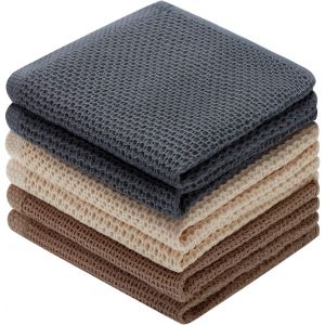 Kgabery-Torchons De Cuisine Coton Chiffons À Vaisselle Serviettes Lot De 6 Super Absorbants Et Non Pelucheux Tes Serviettes Pour Laver Et Sécher 33cmx33cm Marron Gris Beige - Neuf