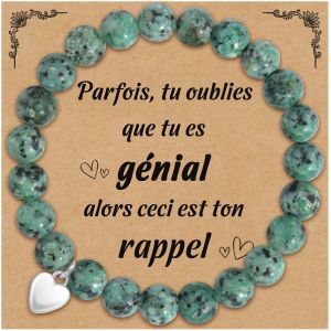 Eryi-Cadeau Femme Bracelet Pierre Naturelle Pour Femme Idee Cadeau Anniversaire Noël Saint Valentin Bracelet De Perle Avec Pendentif En C?ur Pour Maman Fille S?ur Amie Ado Couple - Neuf