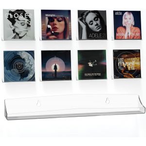 MEVRONISSHOP-Lot de 8 &eacute;tag&egrave;res flottantes pour disques vinyles, &eacute;tag&egrave;re de Rangement en Acrylique Transparent de 30 cm, D&eacute;coration pour disques vinyles/Photos/Tableaux dans la Chambre &agrave; Coucher ou Le - Neuf