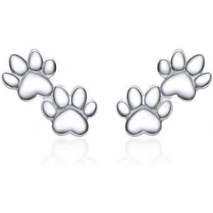 Kal-Jolies Boucles D'oreilles &Agrave; Tige En Argent Sterling En Forme De Patte De Chiot Pour Femmes Et Filles -Boucles D'oreilles &Agrave; Tige Hypoallerg&eacute;niques, Argent Sterling - Neuf