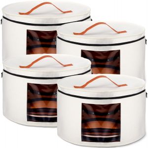 Pack De 4 Grandes Ronde Pliable Chapeau De Feutre, Des Boîtes Pour Les Femmes, 43 X 25 Cm, Chapeau De Cow-Boy Boîte De Rangement Avec Couvercle, Vêtements Organisateur De Boîte (Blanc) - Neuf