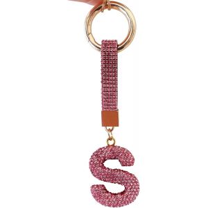 KAL-Porte Clef Lettres Pour Femmes Et Filles, Porte-Clés Rose, Accessoires Brillants Pour Clés/Clés De Voiture/Sacs À Dos Et Sacs À Main, Cadeaux Pour Femmes - Neuf