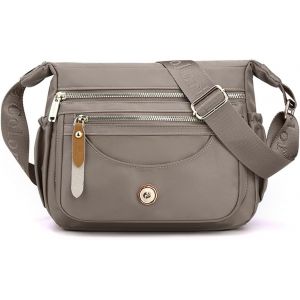 CAUC-Ultral&eacute;ger Sac bandouli&egrave;re Femme Sac Besace Sac Port&eacute; &eacute;paule Sacs &agrave; bandouli&egrave;re avec bandouli&egrave;re Large r&eacute;glable Sac d'&eacute;paule pour Voyage Sling Crossbody Bag Sacoche Messenger Gris - Neuf