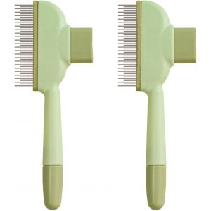 Jgd-Brosse Pour Chat Poil Long, Brosses De Toilettage Avec Bouton Realease Pour Chien, Peigne D'&eacute;pilation Pour Animaux (Vert &times; 2) - Neuf