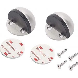 Butoirs de porte en acier inoxydable avec amortisseur en caoutchouc, lot de 2 - Neuf