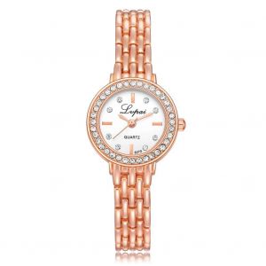 Lvpai Femmes Mode Casual Quartz Analogique Strass Montre Ronde Montre-Bracelet (Or Rose + Blanc) - Neuf