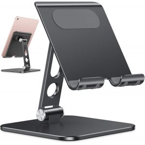 Support Tablette R&iquest;&iquest;glable Am&iquest;&iquest;lior&iquest;&iquest; Support Pliable de Base Lourde en Aluminium, Dock Robuste &iquest;&iquest; Design du Trou pour Tablette et T&iquest;&iquest;l&iquest;&iquest;phones, pour Les Appreils(3.5-13 Pouces), Noir - Neuf