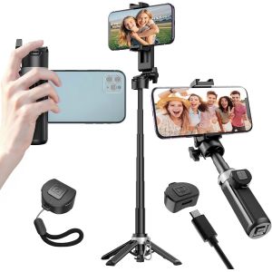 KALANKA-Perche &agrave; selfie magn&eacute;tique 4 en 1 Mini perche &agrave; selfie portable avec tr&eacute;pied pour iPhone 17/16/15/14 Samsung Smartphone 43 cm avec tr&eacute;pied et t&eacute;l&eacute;commande Bluetooth amovible Vlog/photo - Neuf
