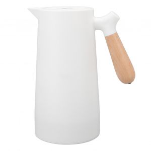 Hjlian Carafe A Cafe Isotherme 1 L, Isolation 12 H, Sortie D'eau En Olecrane, Bouteille Isotherme Avec Poignee En Bois, Pour La Maison, Le Camping, La Randonnee, Blanche - Neuf
