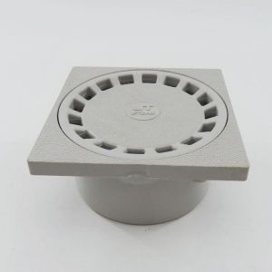 Siphon de sol en PVC, gris, 100 x 100 mm - Neuf