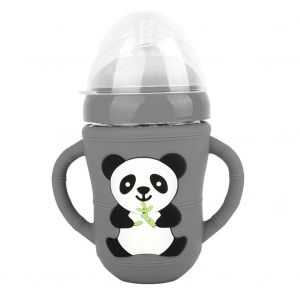 Biberon Anti-Explosion Sans Bpa, Goulot Large, Motif Panda, Gris, 240 Ml - Neuf