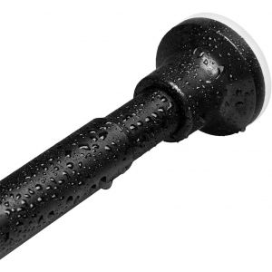 Tringle à rideau de douche télescopique en acier inoxydable noir mat-Sans perçage-Pour salle de bain,baignoire,armoire (72-194 cm) - Neuf
