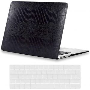 Compatible avec MacBook Air 13"" 2021 2020 2019 2018 Release M1 A2337 A2179 A1932, étui de protection en cuir de qualité supérieure, rigide et couvercle de clavier, en cuir noir - Neuf