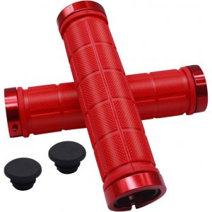 Subzonal-2pcs Poign&eacute;es De Guidon De V&eacute;lo 22mm, Poign&eacute;e De De Bicyclette Avec Deux Chapeaux De Guidon, Poign&eacute;es Avec Serrure En Aluminium,Poign&eacute;e Caoutchouc Cycliste Pour Bmx Vtt V&eacute;lo Pliant - Neuf