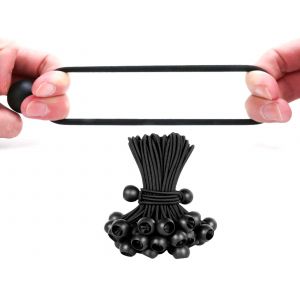 Lot de 50 attaches &eacute;lastiques &agrave; boule pour b&acirc;che, auvent, tente, sangle de bagage - Neuf