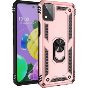 Kal-Coque Pour Lg K53/Lg K52, Etui Housse Lg K53/Lg K52 + Protecteur D'écran, Antichoc Militaire [Tough Armor] Heavy Duty Shock Proof Protective Housse Avec Anneau Support,Roseor - Neuf