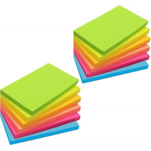 Eryi-Grandes Notes Autocollantes De 76 X 127 Mm, 6 Couleurs Brillantes Assorties, 80 Feuilles Par Bloc, 12 Blocs - Neuf