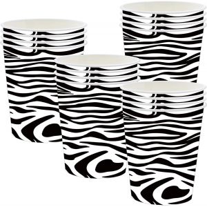 Kal-Lot De 16 Gobelets En Papier Imprimé Zèbre Pour Fête D'animaux De Safari Dans La Jungle Ensemble De Décorations De Table Pour Enfants Fournitures De Fête Pour Reptiles De Safari Dans La Jungle - Neuf