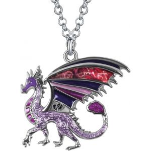 Kal-Émail Dragon Collier Pendentif 20 Pouces De Chaîne Pour Les Femmes Filles Dragon Bijoux Cadeaux Charme - Neuf