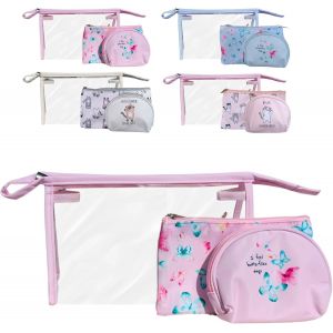 MAA-Trousse de toilette pour femme, trousse de maquillage, trousse de maquillage, trousse de maquillage pour femme, trousse de toilette, trousse de maquillage, sac à liquides, cadeau, Rosé, Papillons - Neuf
