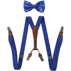 Cauc-Bretelles Noeud Papillon Ensemble Pour Femmes Hommes 1 Pouce Large Y Forme Avec 4 Clips Bretelles R&eacute;glables Pour Mariage &Eacute;v&eacute;nements Formels - Neuf