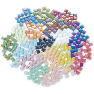 Mevronisshop-Carreaux De Mosa&iuml;que En Cristal Couleurs M&eacute;lang&eacute;es, 200 Pi&egrave;ces/Sac Carr&eacute;s Verre Pour Loisirs Cr&eacute;atifs, Fournisseur Laser Mat&eacute;riel D'art Cr&eacute;atif (Couleur M&eacute;lang&eacute;e), 1 X 1 Cm - Neuf