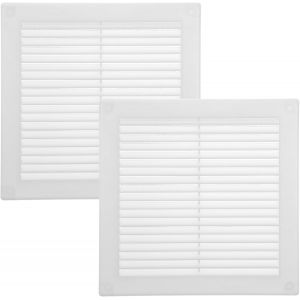 KALANKA-Lot de 2 grilles d'aération blanches - 200 x 200 mm - Fentes d'aération plates et carrées - Protection contre les insectes intégrée - Ouvertures d'aération CVC pour salle de bain, bureau - Neuf