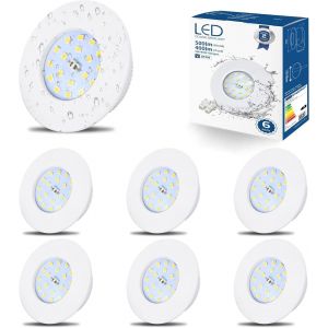 Kal-Spot Led Encastrable Extra Plat 5w,6x Spot Salle De Bain Ip44,Blanc Froid 6000k,Trou 60-68mm,Éclairage Encastré 220v 500lm Pour Cuisine Salon - Neuf