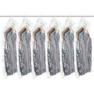 lbgwp60-Lot De 6 Sacs Sous Vide Pour Vêtements, À Suspendre, Peu Encombrants Pour Vêtements, 110 X 70 Cm, Pour Costumes, Doudounes Et Autres - Neuf