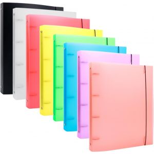 YEMAESRE-Lot De 8 Couvertures De Classeur A4 À 4 Anneaux En Pvc Souple Transparent Pour Carnet Rechargeable Avec Surface Mate Pour Le Stockage Des Tampons Et Des Matrices (8 Couleurs Disponibles) - Neuf