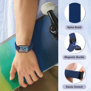 Nylon Bracelet Pour Xiaomi Smart Band 9 Pro/8 Pro/Redmi Watch 5/Watch 4, Hommes Femmes Nylon Tressé Magnétique Bracelets De Remplacement Pour Xiaomi Mi Band 8 Pro/Band 9 Pro - Bleu[LET9136507] - Neuf