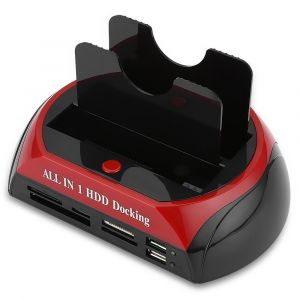 DOCK STATION Accueil pour Disque Dur 2.5" 3.5" IDE SATA - USB ESATA HUB + Lecteur de Carte + OTB - Neuf