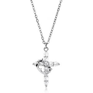 Collier Croix Couronne Pour Femme,Collier Croix Pav&eacute;e Tourn&eacute;e Collier Pendentif Croix Diamant D&eacute;licat Pour Femme Bijoux Tendance Cadeaux - Neuf