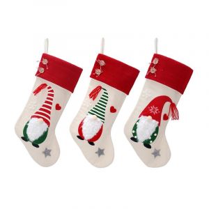 3 pi&egrave;ces de chaussettes de No&euml;l d&eacute;corations de No&euml;l sans Visage de poup&eacute;e - Neuf