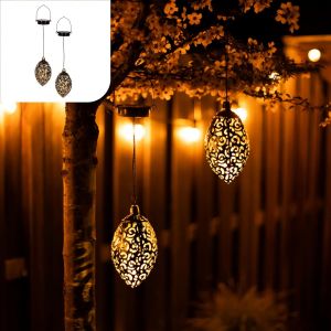 Lantere Solaire Exterieur A Suspendre | Jeux De 2 Lampe Solaire | Deco Jardin Exterieur | Lampadaire Solaire Exterieur | Lanterne Marocaine | Suspension Solaire | Jardiniere Suspendue.[G136] - Neuf