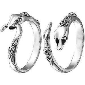 Bague Serpent Gothique En Argent, Ouverte Et Réglable, Bague Serpent Empilée, Bague Serpent Vintage, Bague Index Moyenne (2 Pièces) - Neuf