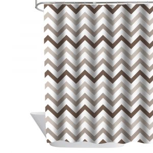 Rideau de douche marron anti-moisissure et imperméable géométrique rideau de salle de bain avec 12 crochets séchage rapide lesté 120x180cm - Neuf