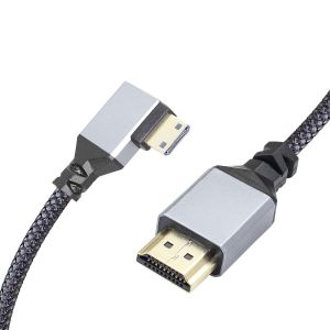 C&acirc;ble adaptateur 4K Mini HDMI vers HDMI, angle droit &agrave; 90 degr&eacute;s Mini HDMI m&acirc;le vers HDMI m&acirc;le en aluminium court c&acirc;ble tress&eacute; en nylon, prise en charge 4K UHD(50 cm) - Neuf