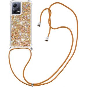 Coque Liquide Paillettes Sable Mouvant Pour Redmi Note 12 4g - Tpu Transparent Antichoc Avec Cordon Réglable 1,5 M (Tour De Cou) - Neuf