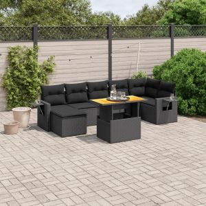 Prolenta Premium - Salon De Jardin 8 Pcs Avec Coussins Noir R&eacute;sine Tress&eacute;e - Neuf