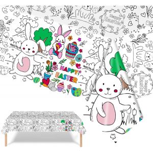 Sjzg-Nappe &Agrave; Colorier Pour Enfant,137x274cm Nappe Coloriage P&acirc;ques,Poster &Agrave; Colorier G&eacute;ant,Nappe En Papier &Agrave; Colorier,D&eacute;coration De Filles Gar&ccedil;ons F&ecirc;te Anniversaire - Neuf