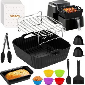 Accessoires de friteuse &iquest;&iquest; air chaud Ninja Max PRO 6,2 l AF180EU et Ninja PRO 4,7 l AF140EU, 113 accessoires Airfryer pour ninja, avec grille de cuisson, papier sulfuris&iquest;&iquest; en silicone - Neuf